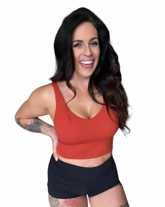 Ribbed Willa Sports Bra Top - Chili Spice