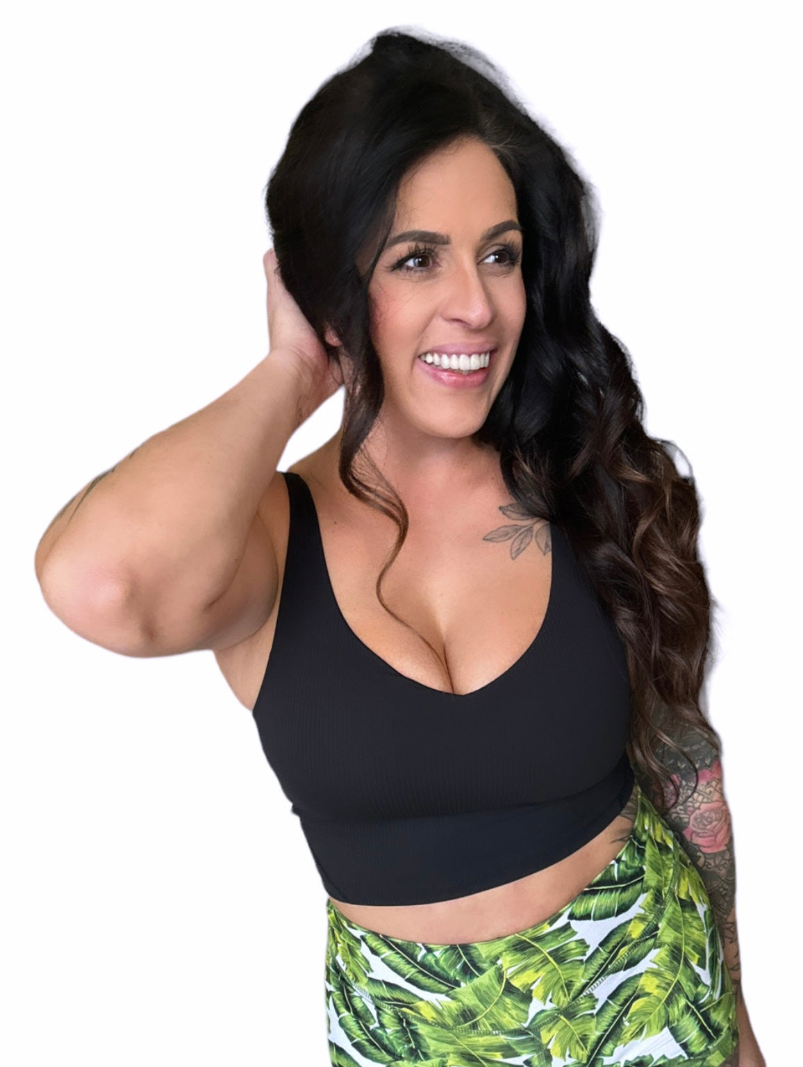 Ribbed Willa Sports Bra Top - Black