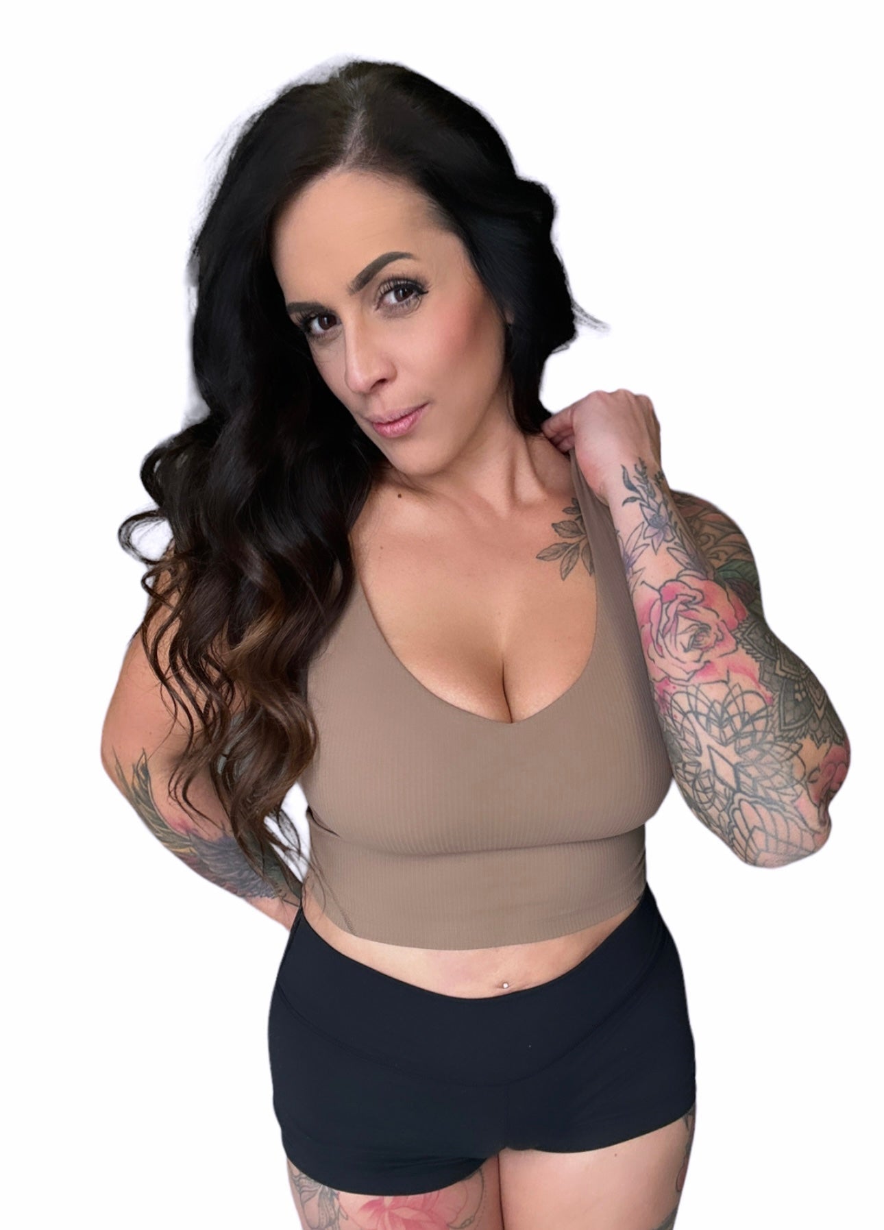 Ribbed Willa Sports Bra Top - Taboo Toffee