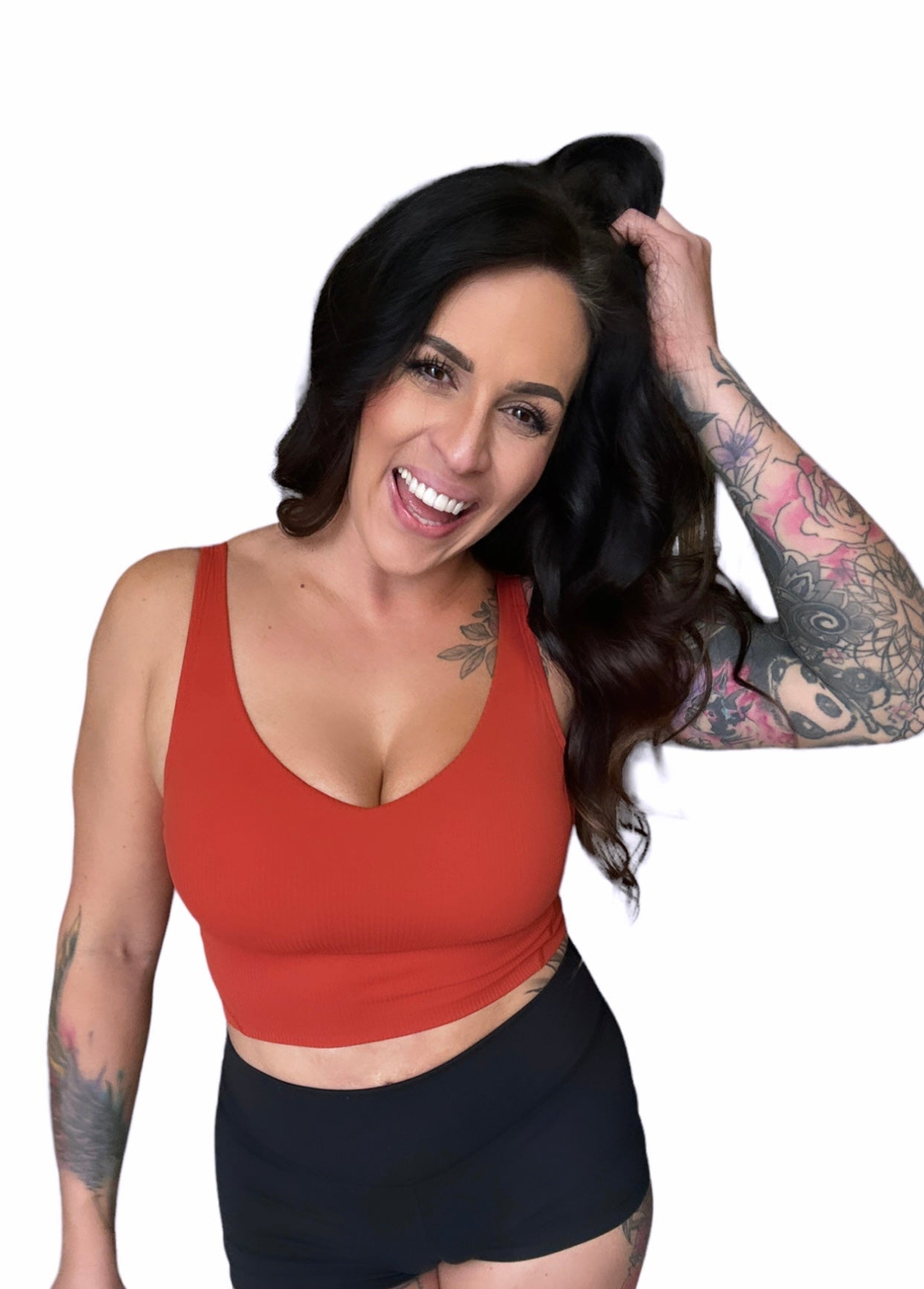 Ribbed Willa Sports Bra Top - Chili Spice