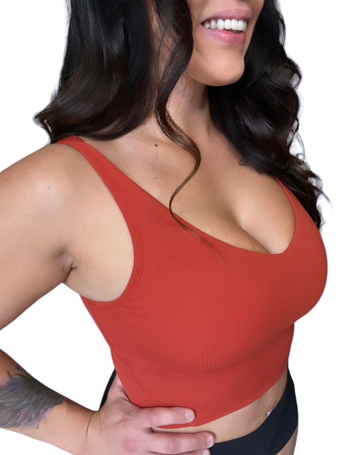 Ribbed Willa Sports Bra Top - Chili Spice