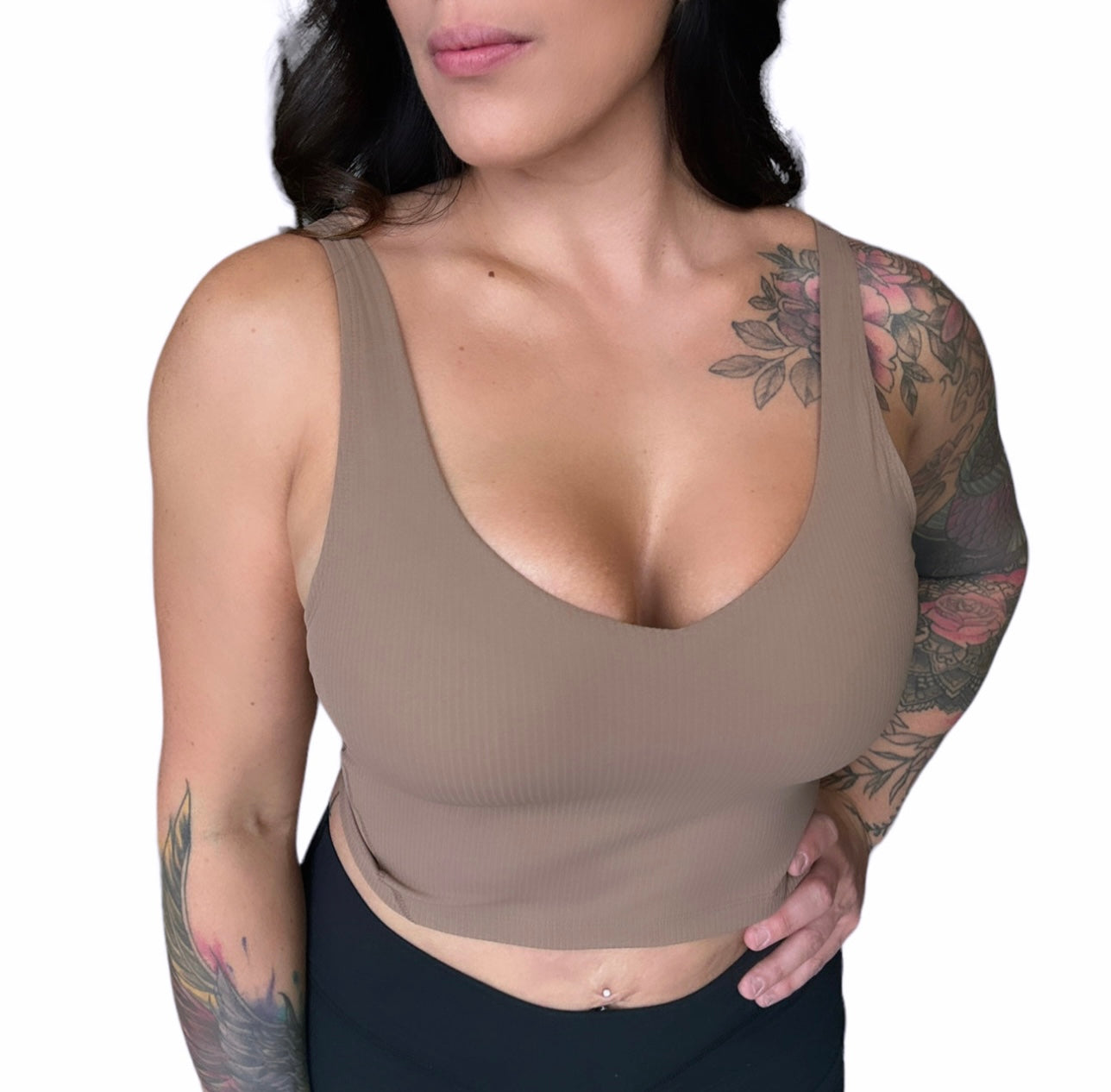 Ribbed Willa Sports Bra Top - Taboo Toffee
