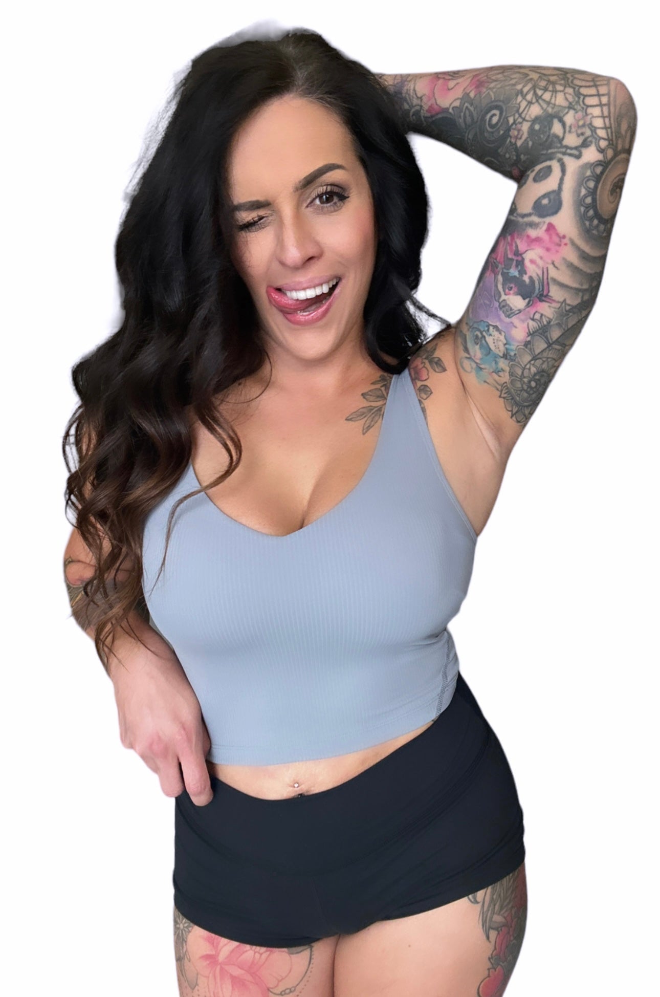 Ribbed Willa Sports Bra Top - Clean Slate