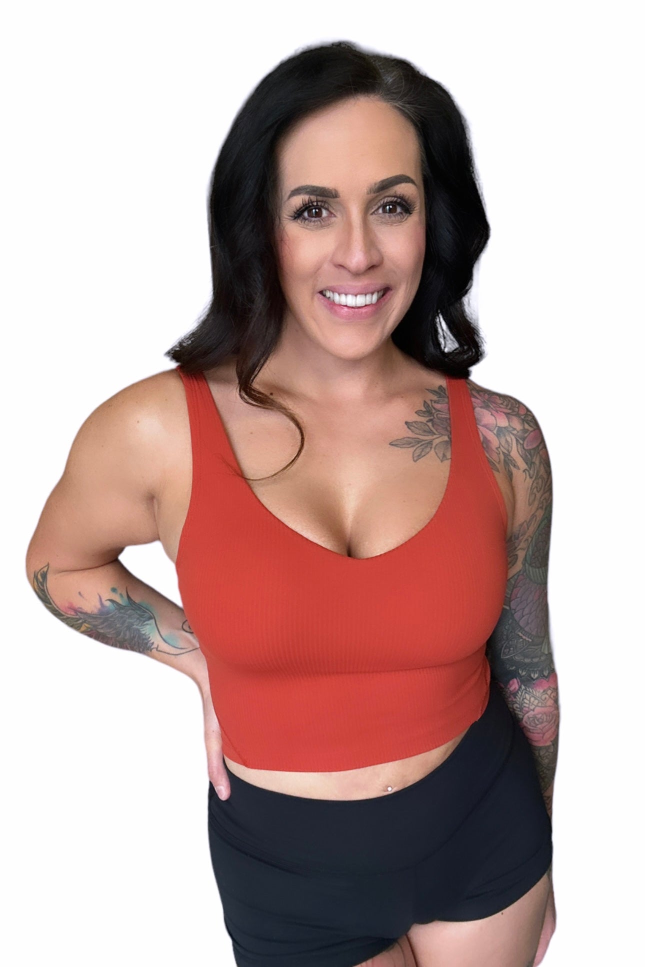 Ribbed Willa Sports Bra Top - Chili Spice