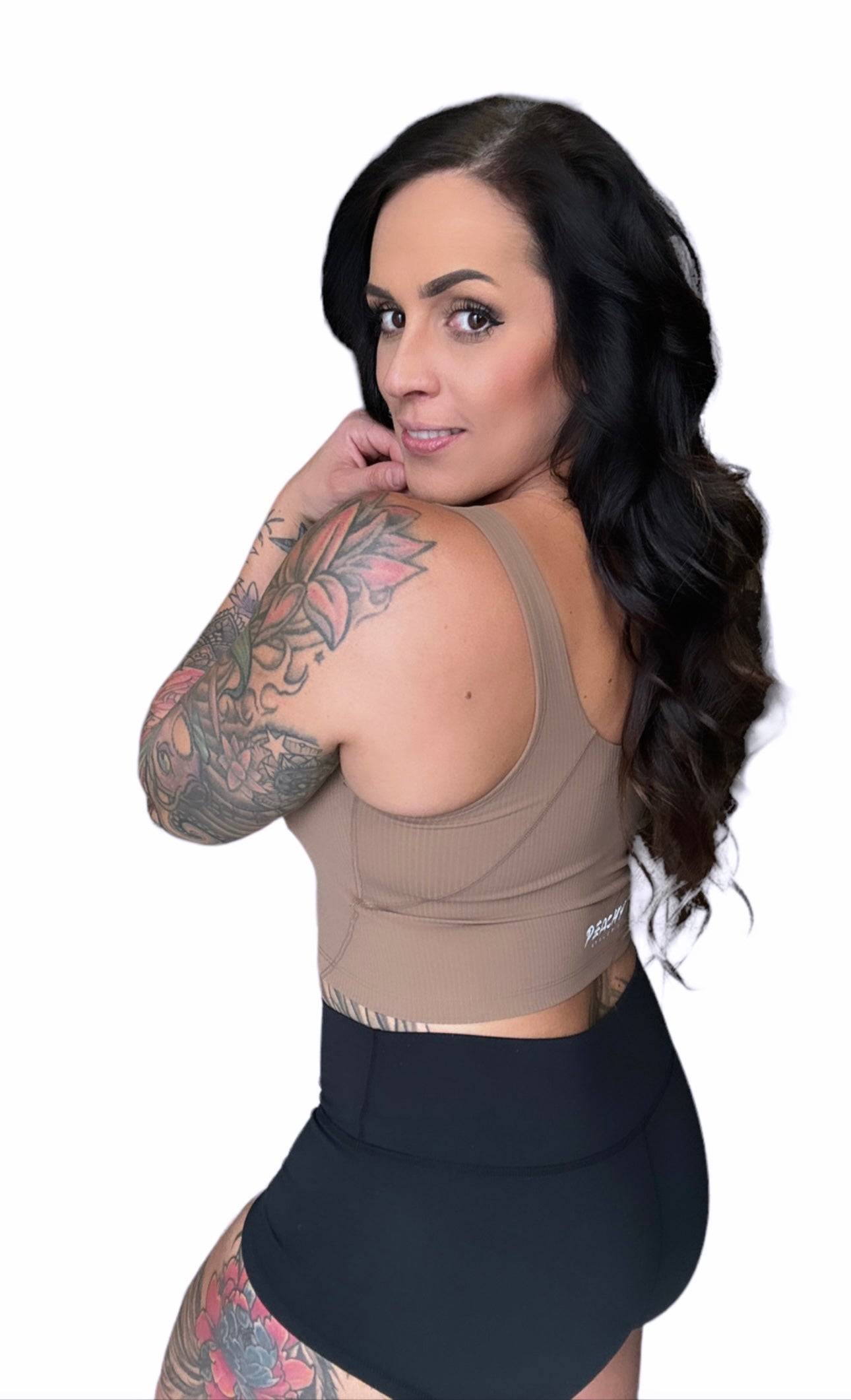 Ribbed Willa Sports Bra Top - Taboo Toffee
