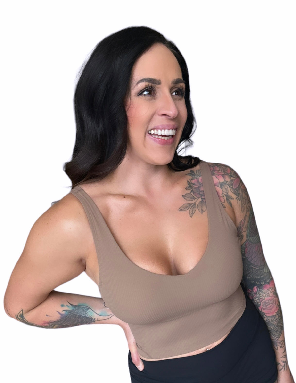 Ribbed Willa Sports Bra Top - Taboo Toffee