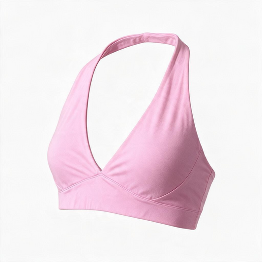Strappy Halter Sports Bra - Pink