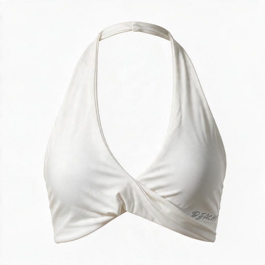 Strappy Halter Sports Bra - White