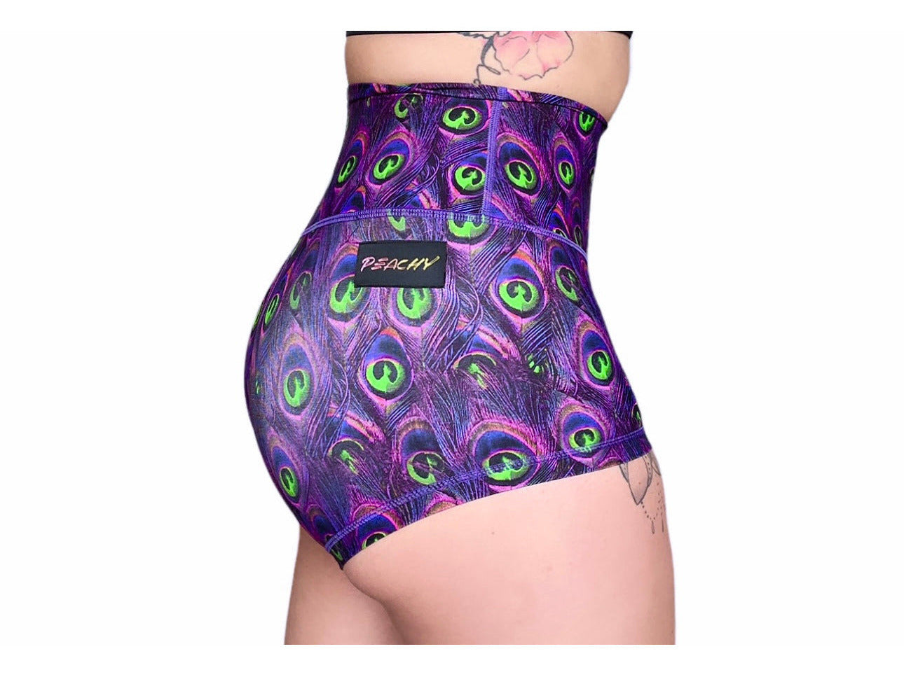 Peacock Rave Shorts - Temptress Fabric